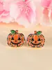 Brincos de Abóbora Lanterna de Jack Desenho Animado Atmosfera de Halloween Coloridos Cheios de Strass Brincos de Gotejamento de Óleo