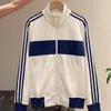 Sudadera retro moderna con cremallera, cuello alto y bloques de color de tres rayas para mujer y hombre, holgada y estilizada, chaqueta deportiva de otoño