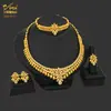 Joias de Dubai banhadas a ouro 24k conjunto de joias de noiva colar brincos Oriente Médio Dubai joias de casamento douradas conjunto de quatro peças