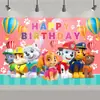 Fiesta de Cumpleaños Patrulla Canina Transfronteriza de Amazon Tema Infantil Patrulla Canina Tema de Dibujos Animados para Cumpleaños Tela Fotográfica