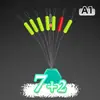 Productos genuinos Sanxin 7 Siete Estrellas Frijol Flotante Oliva Cilíndrico Flotador Aerodinámico Bolsita de Accesorios Fluorescentes para Pesca Nocturna Venta al por Mayor