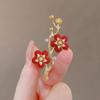 Broche de Perlas Flor de Ciruelo Rojo Guofeng de Alta Gama para Combinar con Todo, Ramillete para Cheongsam de Alta Gama, Sensación de Alta Gama, Accesorios de Pin Personalizados Anticaída