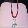 Pingente de Buda Guanyin chama S999 de prata esterlina, pingente de colar masculino e feminino para bebê, pingente Guanyin de prata para cordão vermelho