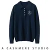 Nuevo suéter de cachemira con cuello polo para mujer, cachemira de cabra, tejido de punto casual holgado de otoño e invierno, suéter base de hilo Consinee