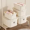 Caixa de armazenamento com tampa, organizador doméstico de plástico, caixa de armazenamento de roupas, caixa de armazenamento de guarda-roupa, disponível em vários tamanhos e empilhável