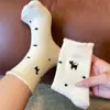 Calcetines de Lana Australiana Bordados con Dibujos Suaves y Lindos con Puntos Dulces y Adorables y Encaje, Calcetines de Media Pantorrilla para Otoño e Invierno, Forrados de Felpa y Engrosados