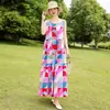 Vestido de algodão e seda sem mangas de alta qualidade, estilo jovem, para mulheres, vestido de verão para férias na praia, plus size, para mulheres de meia-idade, vestido Sanya, vestido de praia