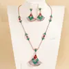 Design em Forma de Leque de Luxo Leve Zircônia Microincrustada Turquesa Moda Versátil para Conjunto Diário Versátil Fábrica de Origem Colar Feminino