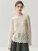 Suéter de Cachemira para Mujer con Diseño de Pétalo Calado, Tejido Fino de Moda para Capa Interior de Primavera y Otoño