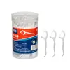 Hilo Dental de Menta Desechable Plástico Conveniente Limpieza Bucal Menta Doble Hilo Caja Cilindro de Hilo Dental Hilo Dental con Forma de Lazo