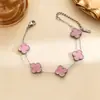 Pulseira de Aço Titânio Trevo de Quatro Folhas 13mm Mais Vendida no Exterior, Não Desbota, Design de Cinco Folhas Dupla Face, Fashion e de Alto Padrão, Venda Direta do Fabricante
