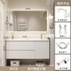 Gabinete de Baño Combinado Estilo Crema al por Mayor Lujo Ligero Dulce Madera Maciza Moderno Simple Lavabo de Baño Lavado de Manos Cara