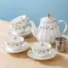 Conjunto de Chá Estilo Europeu Conjunto de Xícaras de Café Cerâmica Xícara de Chá Vermelha Estilo Pastoral Bordada a Ouro Chá da Tarde Bule de Abóbora Transfronteiriço