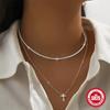 Collar de cruz brillante simple de moda de venta caliente transfronteriza entre Europa y Estados Unidos, cadena de clavícula de plata 925 para damas