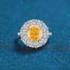 Anillo para Mujer de Plata Esterlina S925 Diamante de Alto Carbono Corte Rojizo Amarillo Dorado Rosa Aguamarina Sentido de Alta Gama Personalidad Corte Flor de Hielo