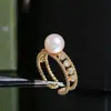 Accesorios DIY Plata de Ley S925 Estilo Fresco Montura de Anillo de Perla Base de Anillo Hecha a Mano Producto Semiacabado 7-10mm