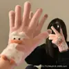 Estilo Ins Dibujo Animado Coreano Estrella de Natillas Terciopelo Coral Guantes Cálidos Estudiante Invierno Exterior Ciclismo Guantes de Cinco Dedos