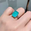 Anel popular de luxo leve TikTok live imitação de pedra Paraíba moda europeia e americana Anel aberto