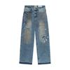 Gallery Dept Drive Calle Americana de Moda Jeans Casuales Lavados Desgastados Rasgados con Salpicaduras de Pintura para Hombre
