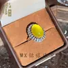 Anel de Calcedônia Amarela Natural Formato de Ovo Oval Abertura Ajustável Presente Cabochão Ágata Amarela Pedra de Jade Anel de Dedo Feminino