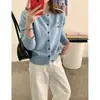 Cárdigan de Punto Redondo Bordado de Gato Kt Color Helado de Lisa con Estilo Suave y Chaqueta Suéter con Etiqueta de Cuello
