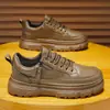Zapatos de Hombre Otoño Nuevos Zapatos Deportivos y de Ocio para Hombre Versátiles Impermeables Antideslizantes Zapatos de Cuero Negros Zapatos de Trabajo de Cuero