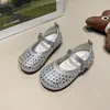 Zapatos Mary Jane de Cuero de Moda para Niñas 2026 Primavera y Verano Nuevos Elegantes Zapatos Plateados de Princesa Zapatos de Cristal para Niñas Pequeñas