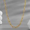 Collar de cadena cruzada de moda con estilo transfronterizo, collar de acero inoxidable, cadena de clavícula, collar plano largo tipo O para mujer