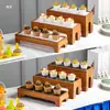 Adornos de Mesa de Postres Chinos Soporte de Exhibición Mesa de Buffet de Madera Estante para Pastel, Bocadillos, Sushi Mesa para Comida Fría y Hora del Té