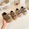Zapatos Peludos de Lazo para Niños Niñas Invierno Moda Coreana Más Terciopelo Zapatos de Frijol Mary Jane Zapatos de Princesa