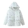 Bestseller transfronterizo de AliExpress primavera 2026 nueva chaqueta larga de algodón con capucha desmontable, casual, elegante, estampada