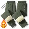 Pantalones de algodón ultrasónicos transfronterizos, pantalones casuales de algodón con borrego de invierno para hombre, talla grande, casual, holgados, forrados de polar, pantalones de correr engrosados