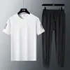 Ropa Deportiva Casual de Seda de Hielo Traje Casual para Hombre Verano Delgado Holgado Talla Grande Secado Rápido Ropa Superior de Aire Acondicionado