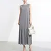 Vestido plisado para mujer, vestido largo de verano de alta gama, comercio exterior europeo y americano, ropa de mujer de alta gama Nanyou, vestido tipo tank sin mangas de talla grande