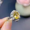 Anillo de plata de ley S925 con citrino natural, diseño de moda nicho, ovalado 7*9mm, anillo con montura vacía, venta al por mayor