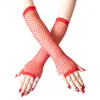 Guantes elásticos de red gruesa europea y americana, guantes largos sexys punk de medio dedo para fiesta de club nocturno, guantes de etiqueta transfronterizos