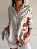 Camisa de manga de siete puntos con hombro descubierto para mujer transfronteriza, tendencia de verano europea y americana, estampado floral, impresión 3D
