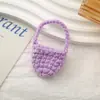 Bolsa de Ombro Mini Boneca Fofa, Bolsa Tricotada em Lã Multicor Feita à Mão em Crochê, Fone de Ouvido Bluetooth, Acessórios de Roupa para Boneca