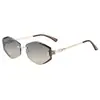 S33417 Gafas de Sol Irregulares Sin Marco Lentes Degradados Marco Delgado de Metal Gafas de Sol Anti-UV Gafas de Sol de Moda