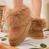 Novo Modelo de Verão 2026: Botas de Outono/Inverno Femininas Casuais Confortáveis com Solado Grosso da Moda, de Plush e Algodão, Tamanho Único
