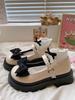 Sapatos Femininos de Couro Estilo College com Laço e Sola Grossa 2024 Lolita Japonês Casual Versátil Mary Jane Aumenta Altura Feminino