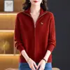 Nuevo abrigo tipo suéter de punto grueso, moda coreana otoño/invierno 2026, bordado, doble cremallera, top de moda para mujer