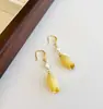 Brincos de moeda de ouro estilo Mori, simples, elegantes, feitos à mão, com flor eterna, flor real, pingente de rosa, brincos de clipe de orelha