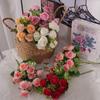 Explosiones transfronterizas al por mayor simulación de flores ramo de boda rosa con flores pequeñas arreglos florales adornos rosa de alta calidad