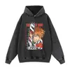 Sudadera con capucha desgastada y lavada con estampado floral, diseño extragrande, unisex, sudadera tipo pullover de moda, directo del fabricante, en stock