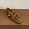 Sapatos Mary Jane estilo francês retrô com tiras de estampa de leopardo, novo modelo 2026, sapatos de balé femininos com salto quadrado que aumenta a altura e sola macia
