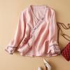 Top de Comercio Exterior Transfronterizo Japonés y Coreano de Algodón y Lino Bordado Diagonal Artístico Retro Holgado Hanfu Mejorado Ropa Antigua de Té Zen