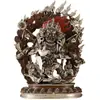 Estatuas de Buda Mahagala Palo Rojo Cobre Plateado 10 Pulgadas Buda Tántrico de Nepal Adornos para el Salón de Budas del Hogar