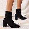 Salto alto feminino outono e inverno bico fino 2023 novas botinhas femininas preto cano médio elástico botas estilo Martin camurça botas femininas versáteis