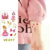 Atacado transfronteiriço de adesivos de tatuagem com relevo dourado, adesivos de tatuagem de desenho animado estilo princesa para o Dia das Crianças